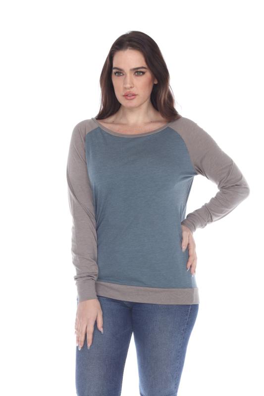 3102 Junior's Cotton Poly Contrast Raglan Long Sleeve Pullover