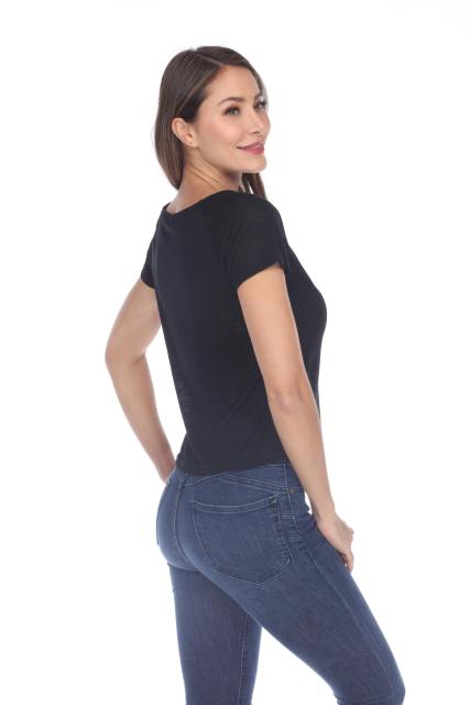 3401 Junior's Poly Rayon Slub Short Sleeve Boxy Tee