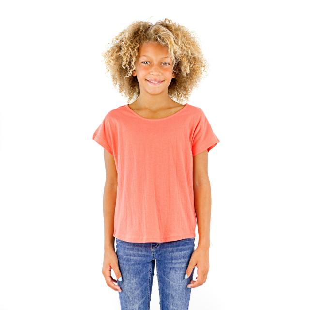 3905G Girls Short Sleeve Dolman with Curve Hem