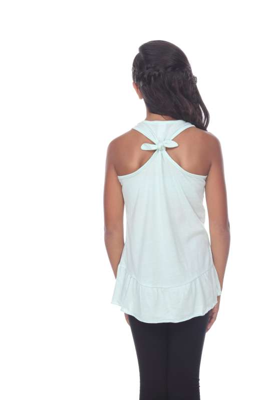 9013 Girl's Tied Racerback Ruffle Tank