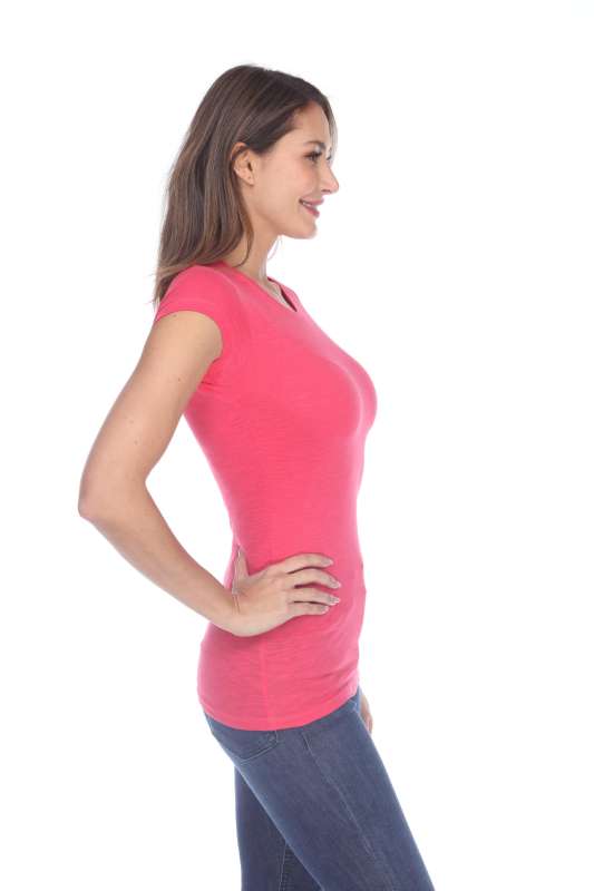 6050 Juniors Cap Sleeve Cotton Slub Tee