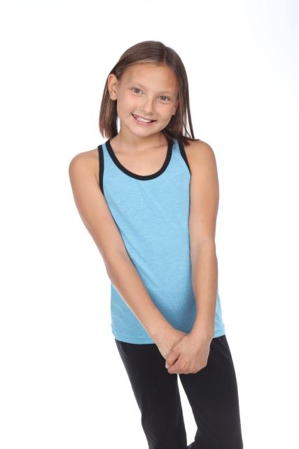 9207 Girls Tri Blend Contrast Racerback Tank