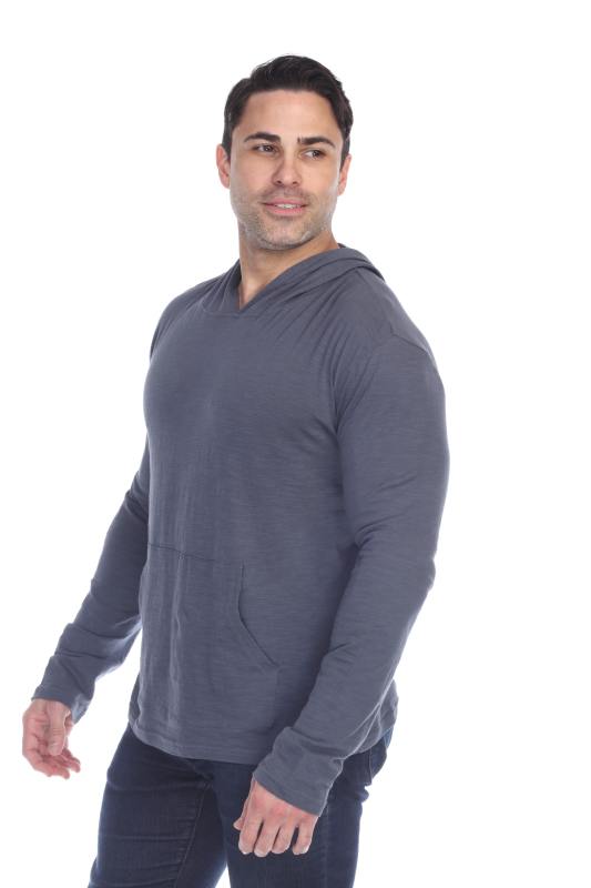 8705 Men's Long Sleeve Hooded Cotton Slub Pullover