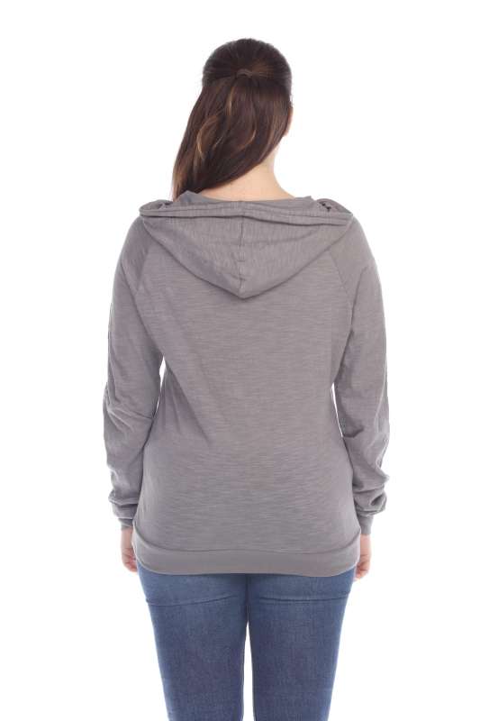 6152 Junior's Long Sleeve Cotton Slub Zip-Up Hoodie