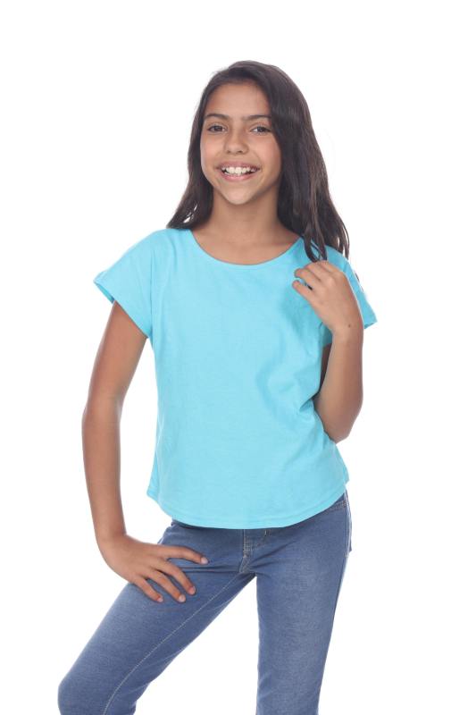 3905G Girls Short Sleeve Dolman with Curve Hem
