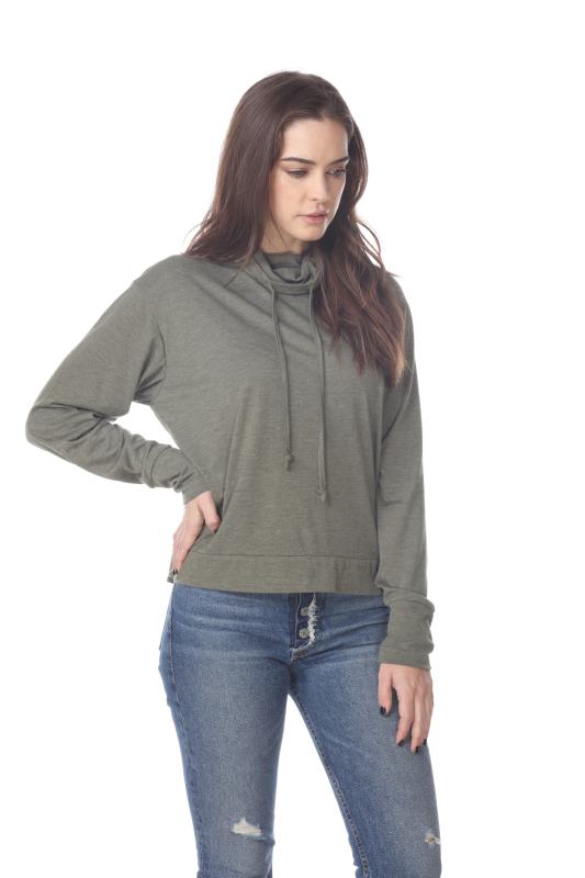 3217 Junior's Relaxed Mock Neck Long Sleeve Pullover