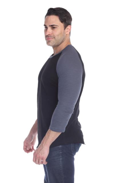 6570 Men's 3/4 Sleeve Cotton Slub Crewneck Raglan