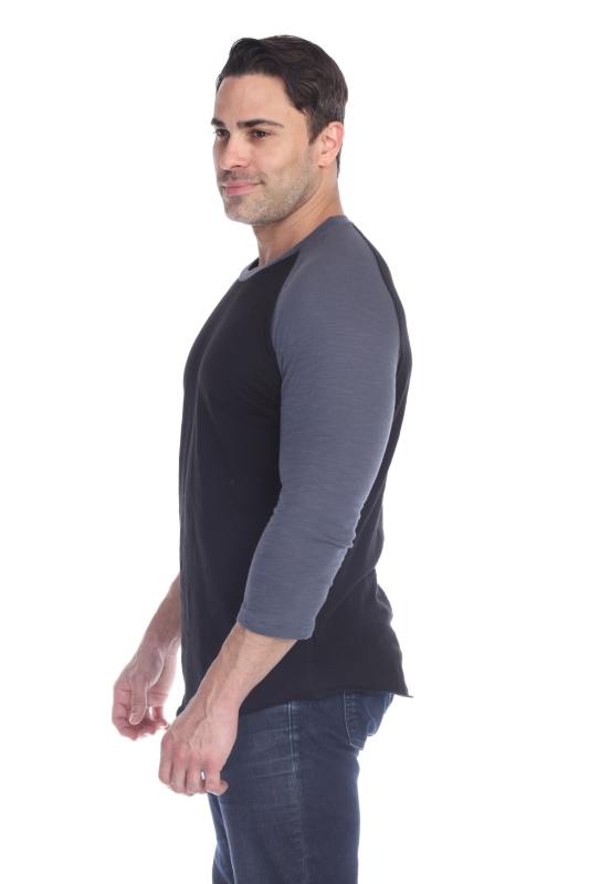 6570 Men's 3/4 Sleeve Cotton Slub Crewneck Raglan
