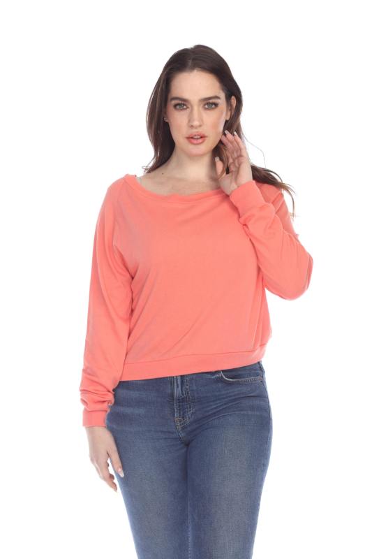 3904 Junior's Bamboo Blend Crop Long Sleeve Pullover