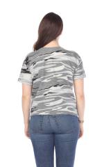 3216C Junior's Camo Print Rolled Cuff Short Sleeve Boxy Tee