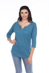 7204 Ladies Split-V Neck 3/4 Sleeve Raglan