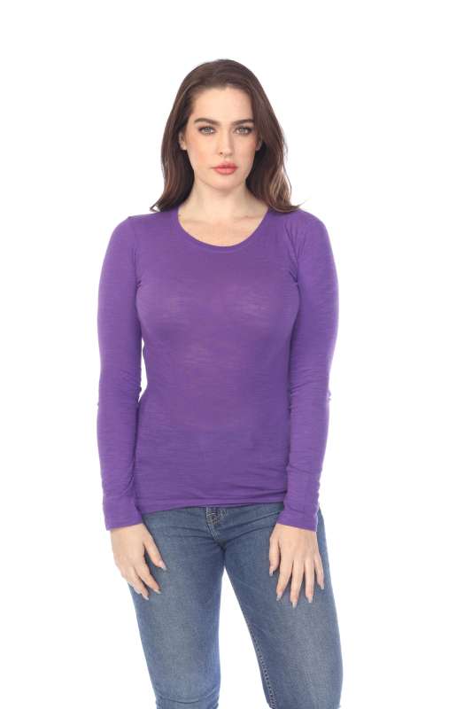 6150 Junior's Long Sleeve Cotton Slub Crewneck Tee
