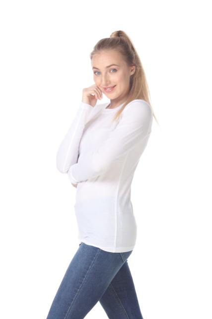3100 Junior's Long Sleeve CVC Blended Crew Neck Tee