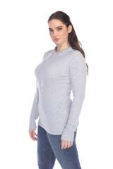 6101 Junior's Long Sleeve Waffle Thermal Hoodie
