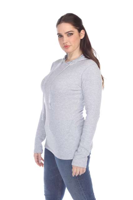 6101 Junior's Long Sleeve Waffle Thermal Hoodie