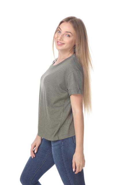 3216 Junior's Rolled Cuff Short Sleeve Boxy Tee