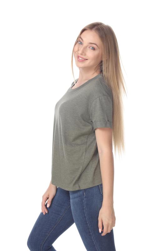 3216 Junior's Rolled Cuff Short Sleeve Boxy Tee