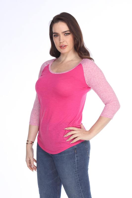 3454 Junior's Scoop Neck 3/4 Sleeve Raglan
