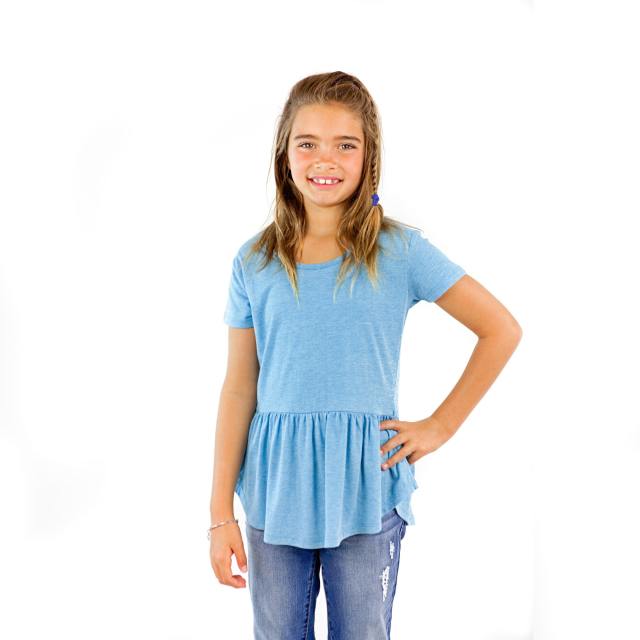 9208 Girl's Short Sleeve Peplum Tee