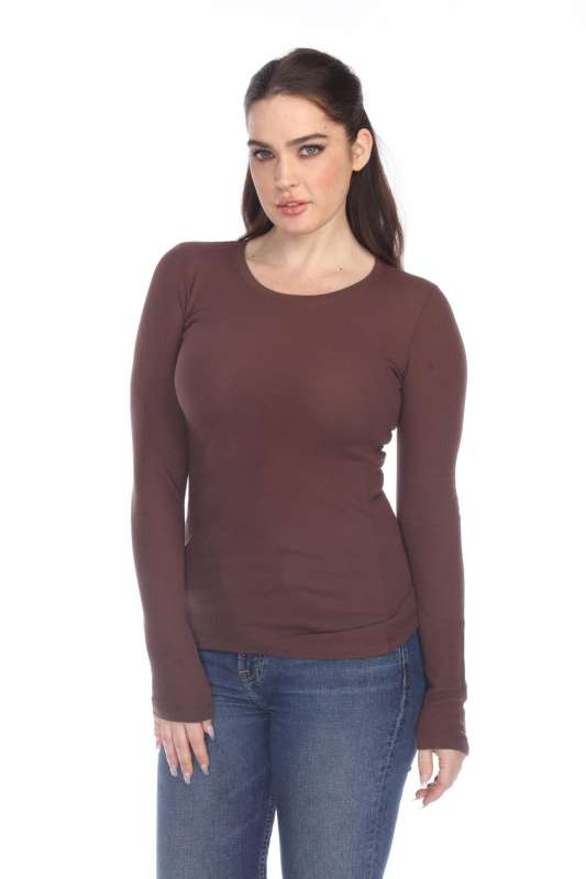 6100 Junior's Long Sleeve Thermal Crew Neck Tee