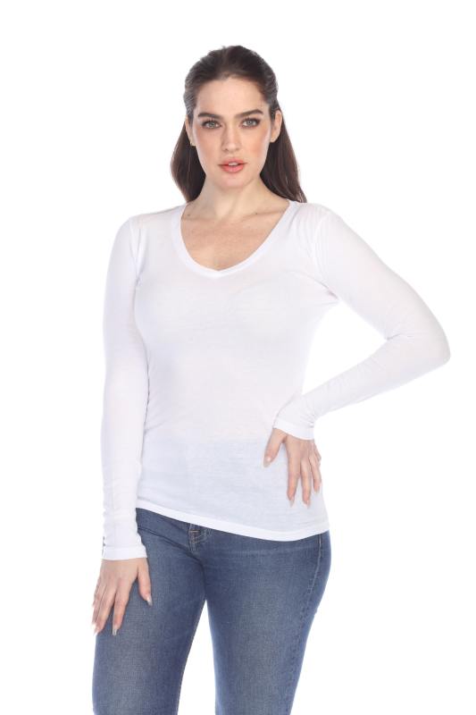 1103 Junior's Long Sleeve Tear Drop V-Neck Tee
