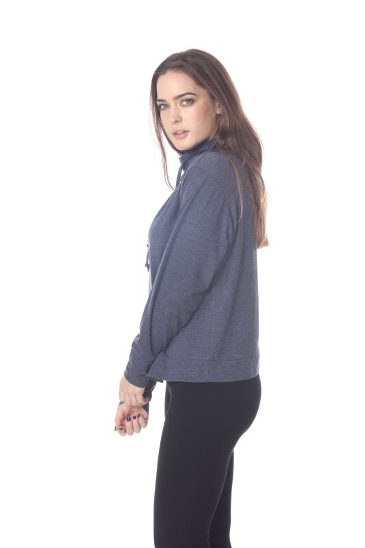 3217 Junior's Relaxed Mock Neck Long Sleeve Pullover
