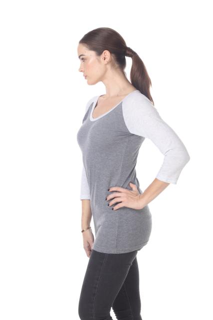3206 Junior's Tri Blend 3/4 Contrast Sleeve Raglan