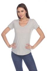 1201 Junior's Cotton Nub Scoop Neck Tee with Curve Hem