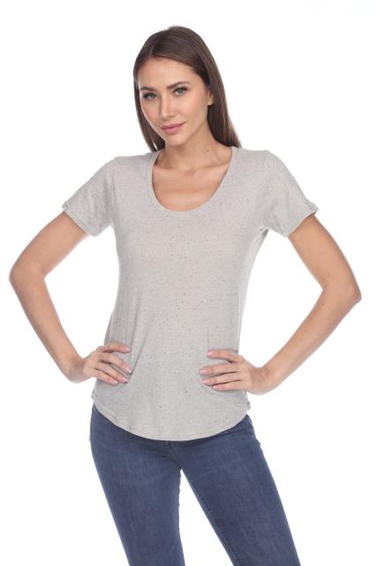 1201 Junior's Cotton Nub Scoop Neck Tee with Curve Hem