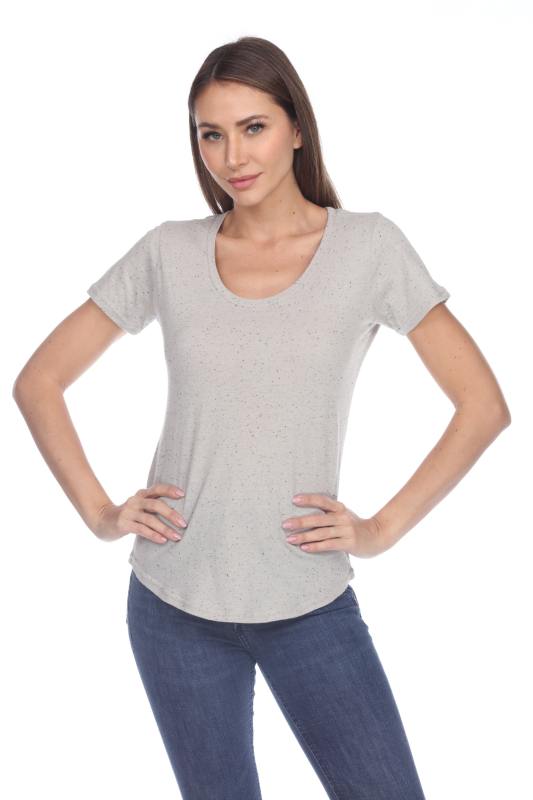 1201 Junior's Cotton Nub Scoop Neck Tee with Curve Hem