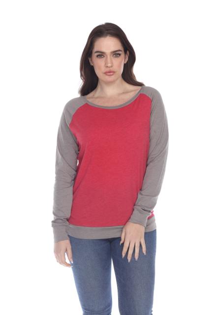 3102 Junior's Cotton Poly Contrast Raglan Long Sleeve Pullover