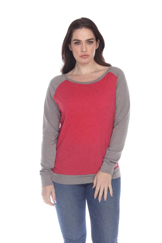 3102 Junior's Cotton Poly Contrast Raglan Long Sleeve Pullover