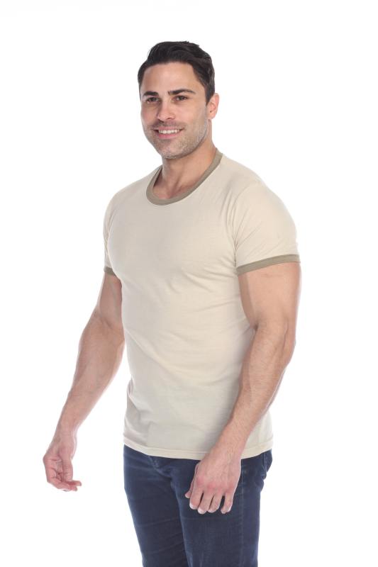 3602 Men's Short Sleeve CVC Blended Crew Neck Ringer Tee