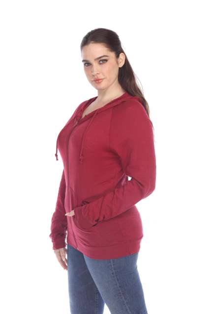 6152 Junior's Long Sleeve Cotton Slub Zip-Up Hoodie
