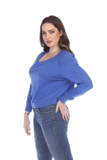 3904 Junior's Bamboo Blend Crop Long Sleeve Pullover