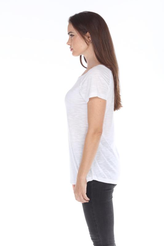 3402 Junior's Shirred Raglan Short Sleeve Tee