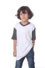 9607 Boy's Color Block V Neck Tee