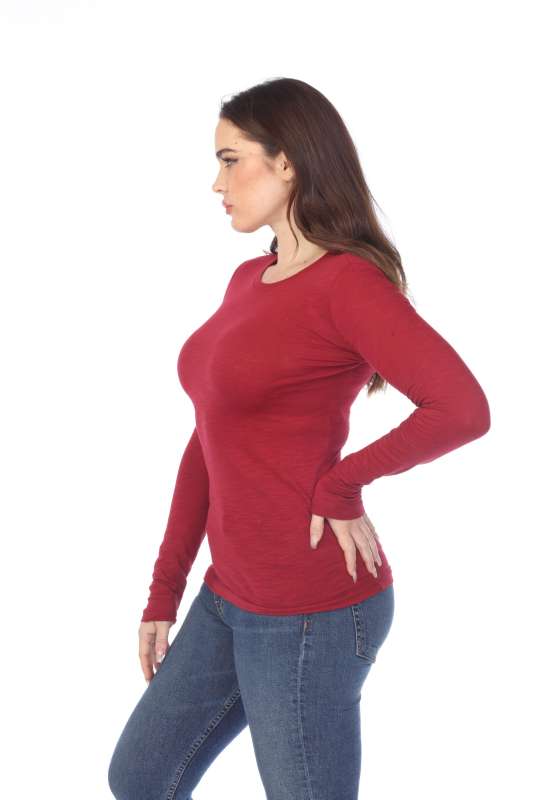 6150 Junior's Long Sleeve Cotton Slub Crewneck Tee