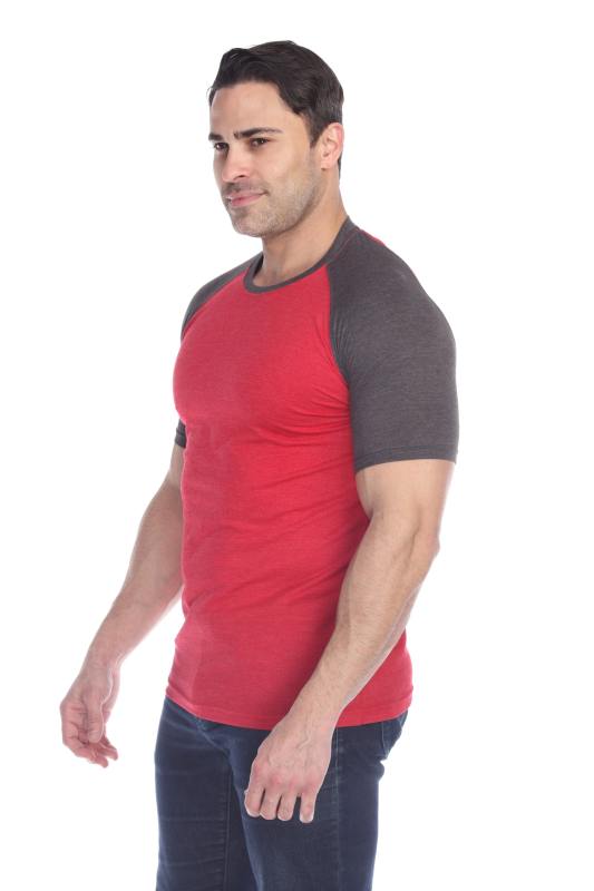 3601 Men's Short Sleeve CVC Blended Crew Neck Raglan