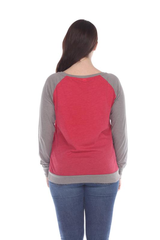 3102 Junior's Cotton Poly Contrast Raglan Long Sleeve Pullover