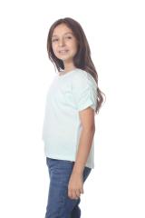 9018 Girls Elastic Shirred Sleeve Round Neck Tee
