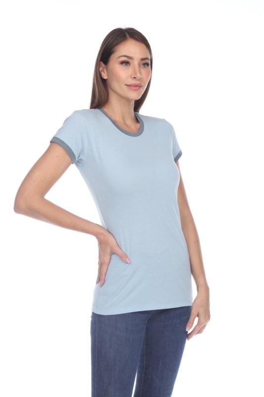 3001 Junior's Cap Sleeve CVC Blended Ringer Tee