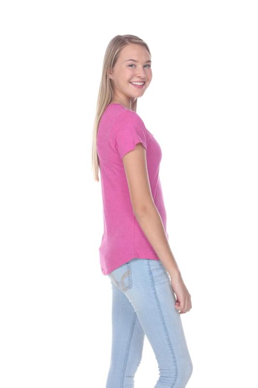 1201 Junior's Cotton Nub Scoop Neck Tee with Curve Hem