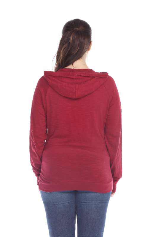 6152 Junior's Long Sleeve Cotton Slub Zip-Up Hoodie