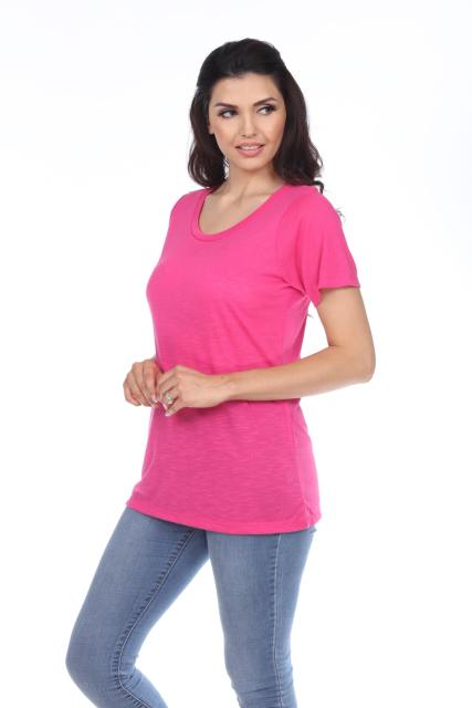 7400 LADIES POLY RAYON SLUB SS SCOOPNECK