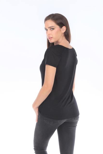 3402 Junior's Shirred Raglan Short Sleeve Tee