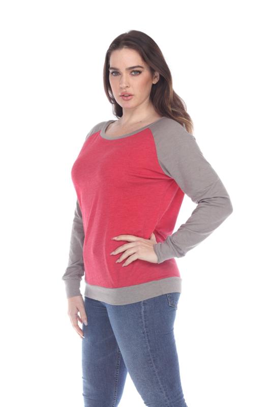 3102 Junior's Cotton Poly Contrast Raglan Long Sleeve Pullover