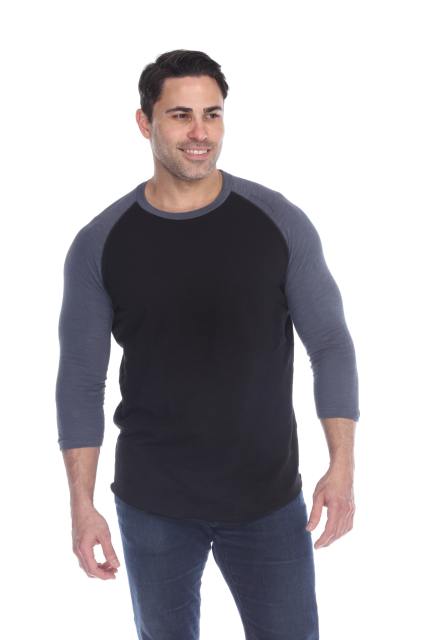 6570 Men's 3/4 Sleeve Cotton Slub Crewneck Raglan