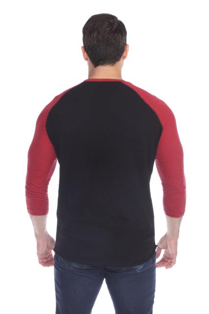 6570 Men's 3/4 Sleeve Cotton Slub Crewneck Raglan