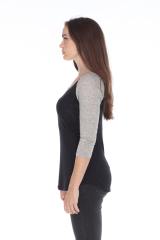 3454 Junior's Poly Rayon Slub Scoop Neck 3/4 Sleeve Raglan